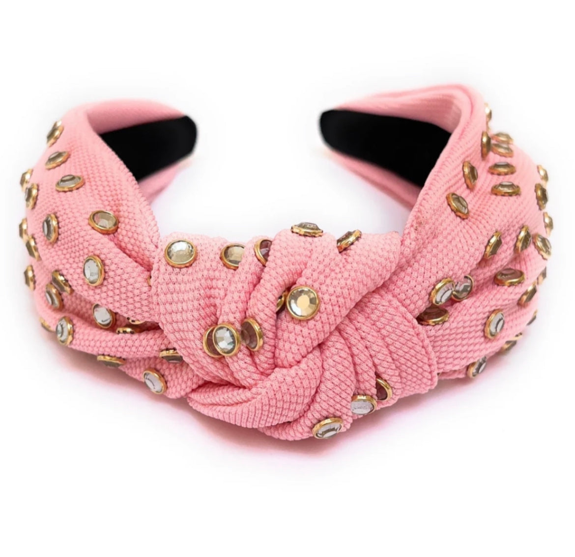 Kid and Tween Light Pink Jeweled Knotted Headband