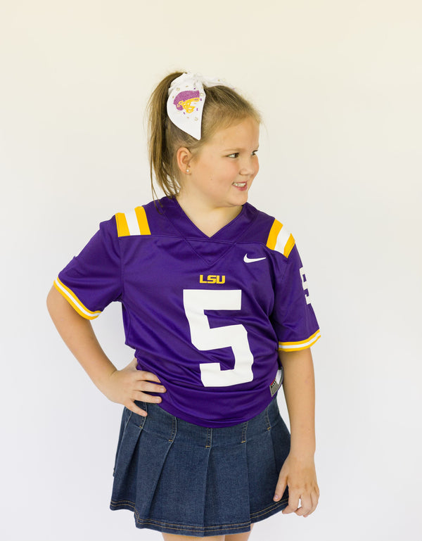 Purple and Gold Football Helmet Scrunchie