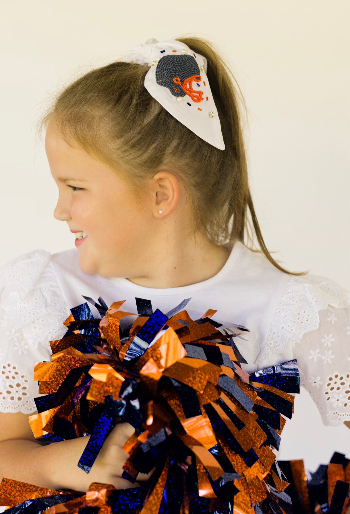 Blue and Orange Football Helmet Scrunchie