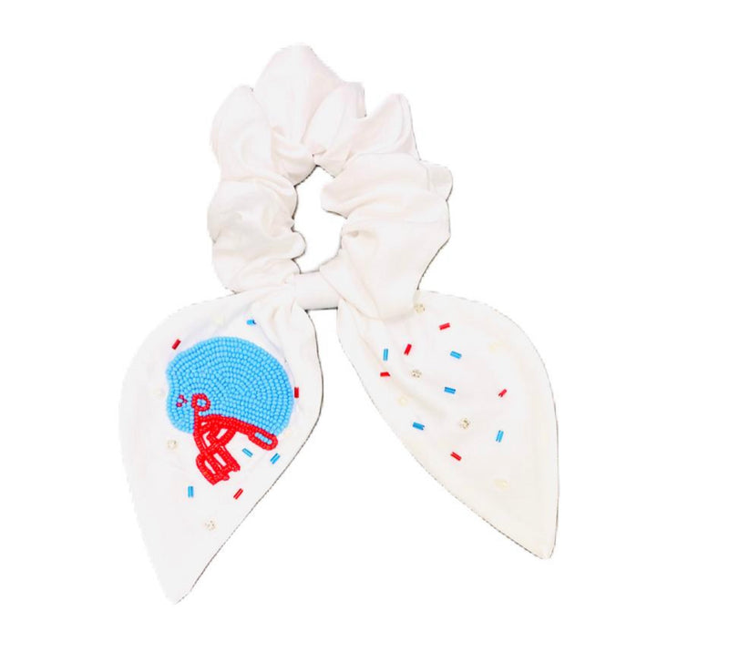 Blue and Red Football Helmet Scrunchie