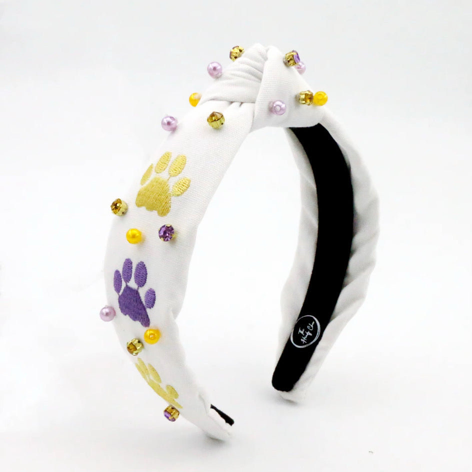 Kid and Tween Purple and Gold Knotted Headband