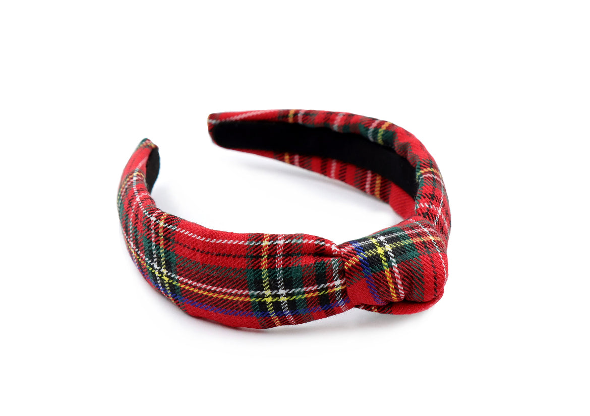 Kid Christmas Plaid Knotted Headband