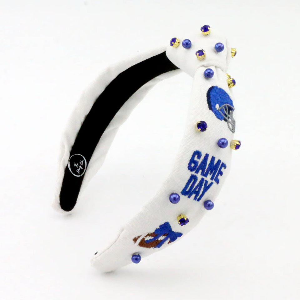 Pre Order Kid and Tween Blue Game Day Knotted Headband