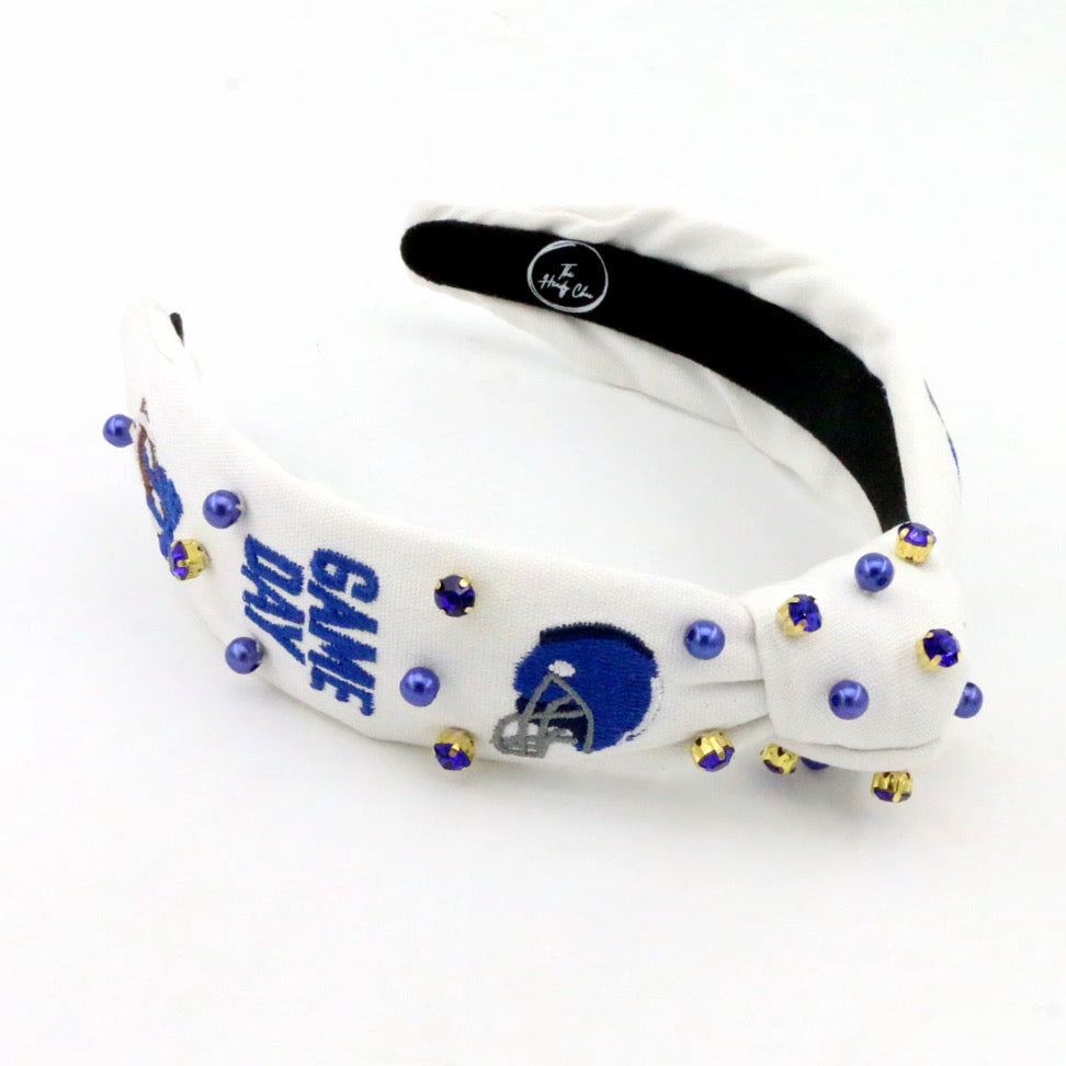 Pre Order Kid and Tween Blue Game Day Knotted Headband