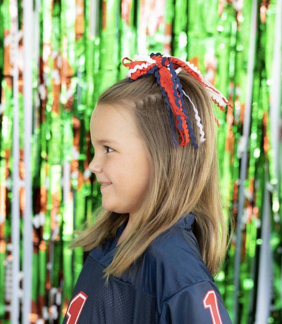 Red, White, and Navy Game Day Texture Hair Bow
