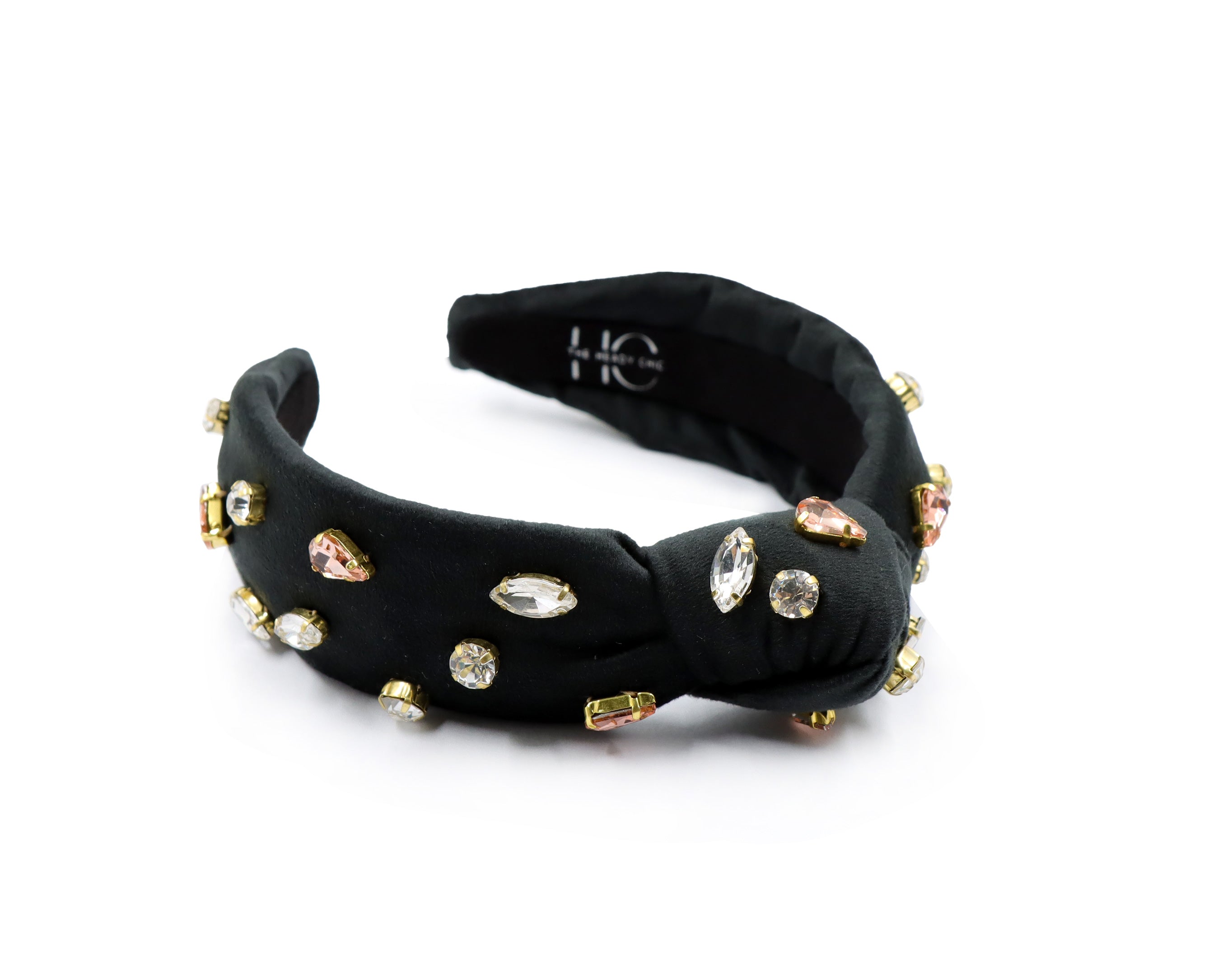 Kid and Tween Black Velvet Jeweled Knotted Headband