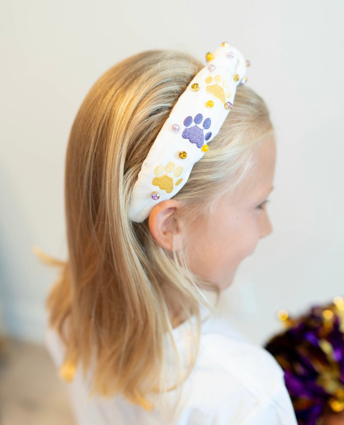 Kid and Tween Purple and Gold Knotted Headband