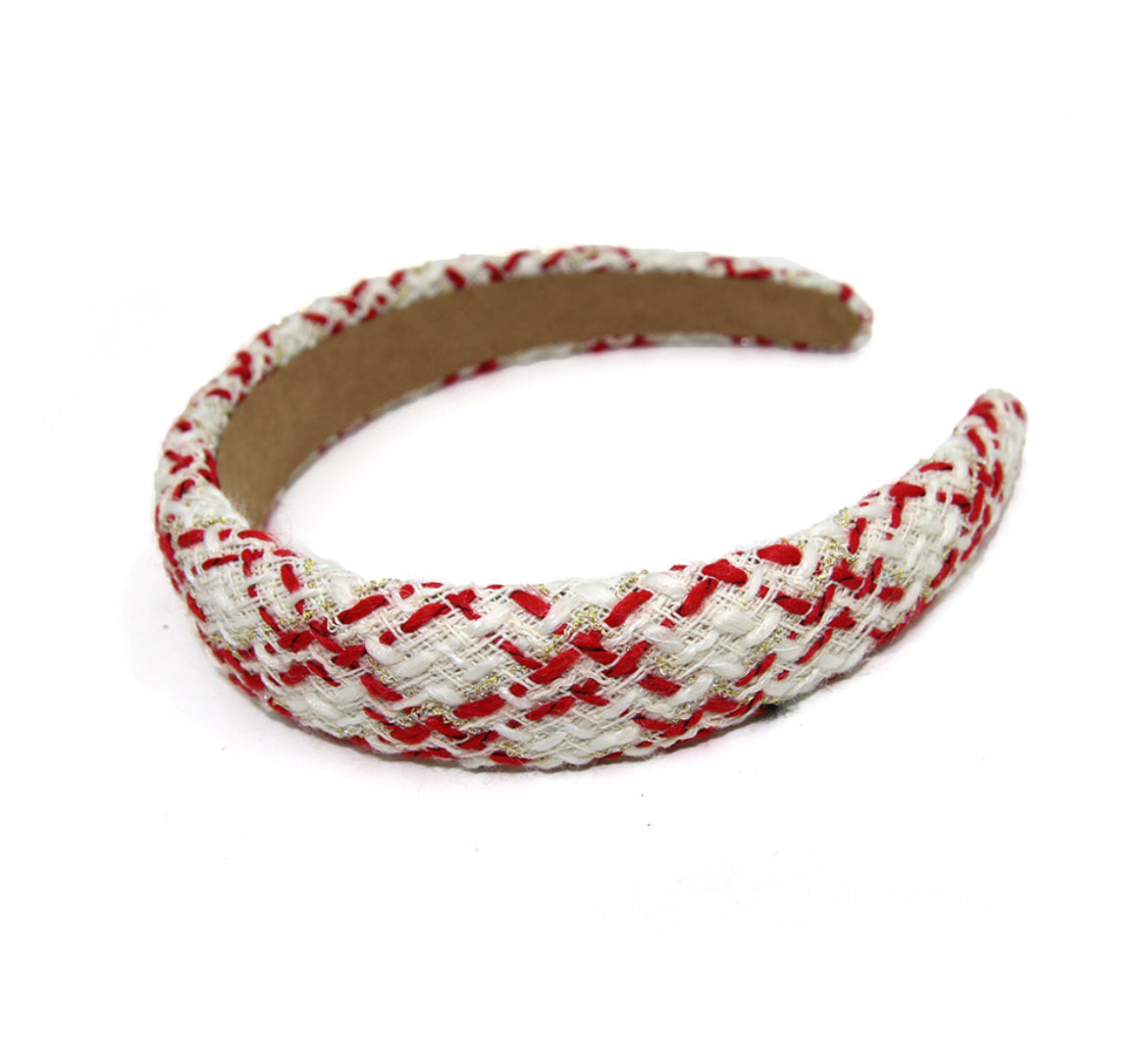 White and Red Knit Headband