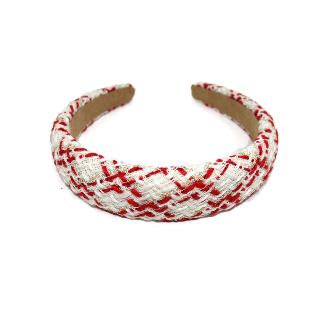 White and Red Knit Headband