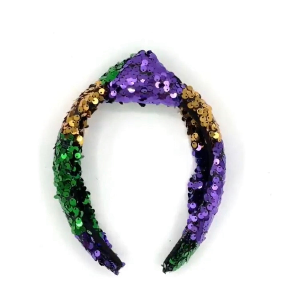 Adult Mardi Gras Knotted Headband