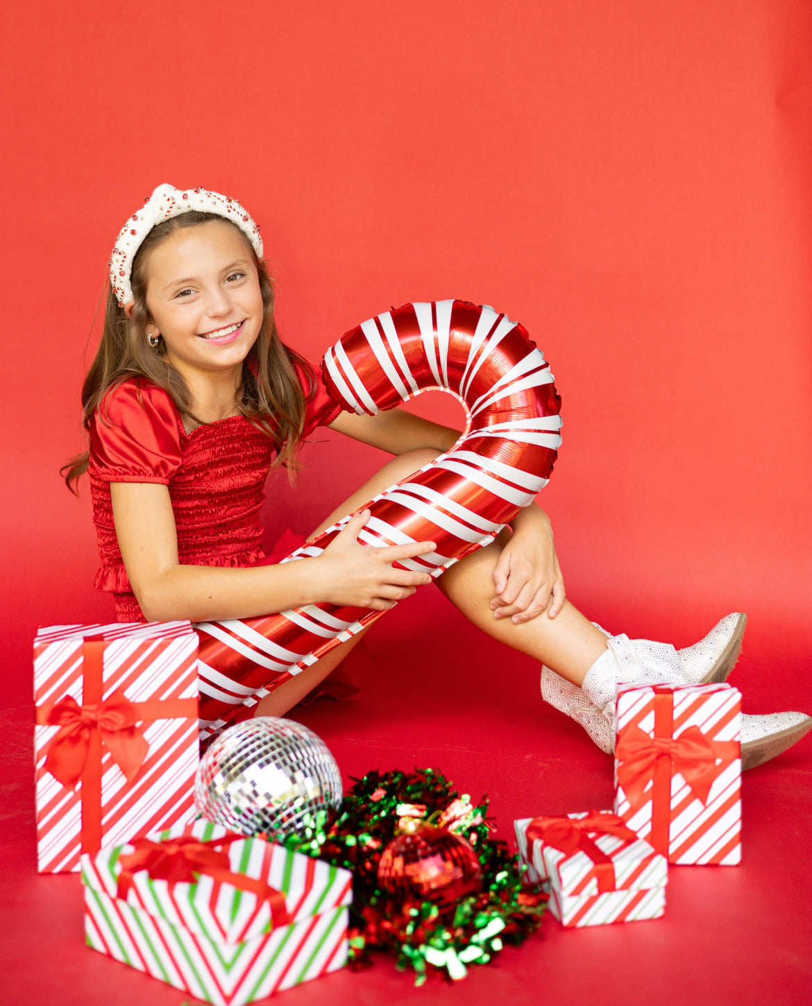 Kid and Tween Candy Cane Knotted Headband