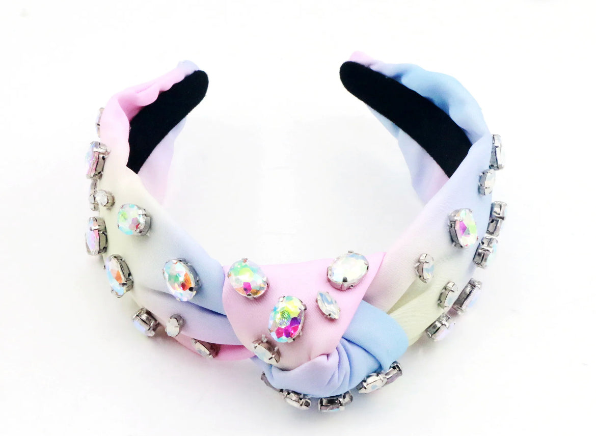 Adult Tie Dye Knotted Headband with Crystals