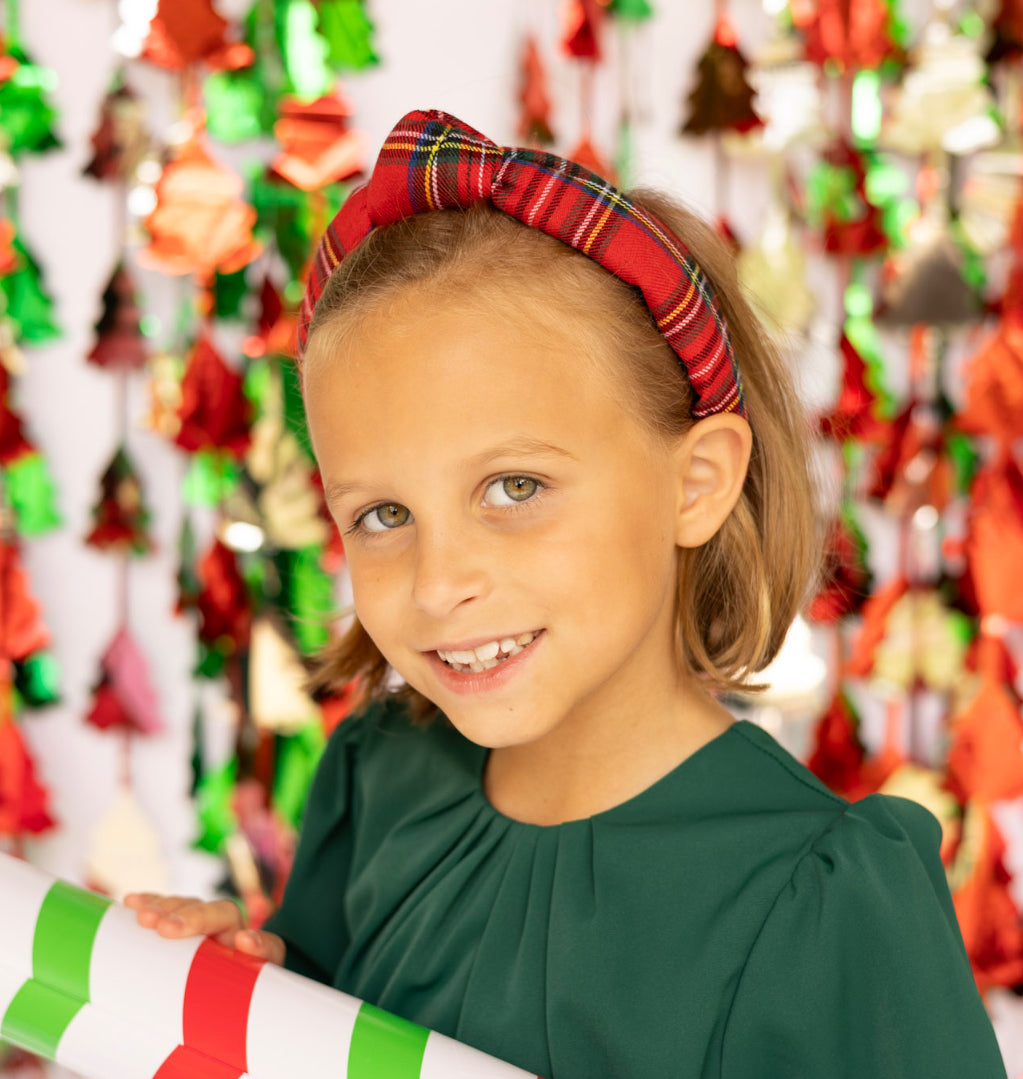 Kid and Tween Christmas Plaid Knotted Headband