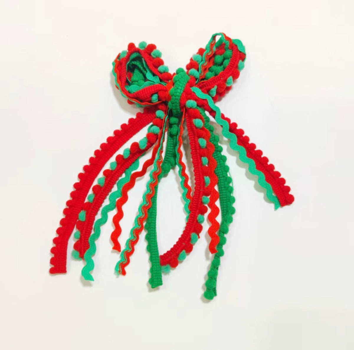 Red and Green Christmas Textured Hair Bow