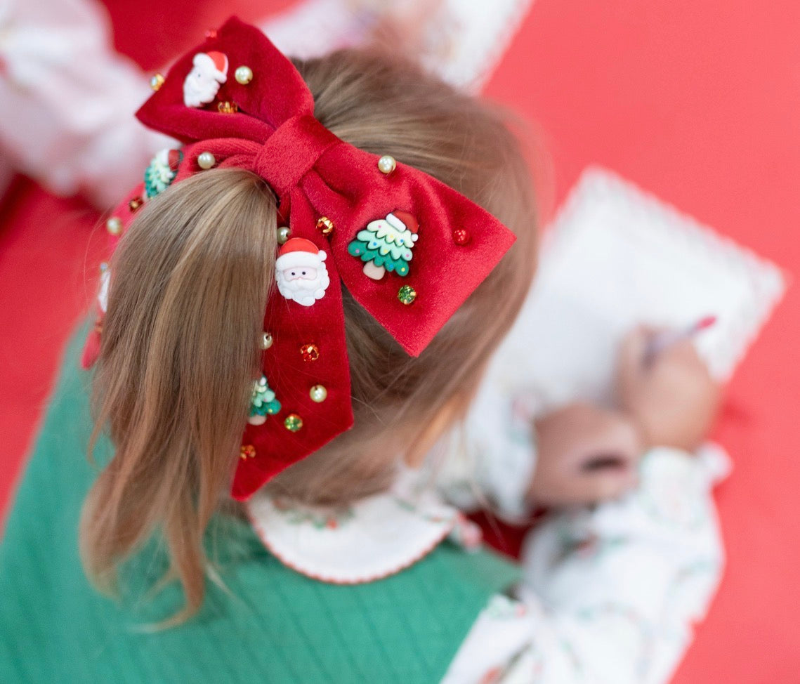 Kid Red Christmas  Hair Bow