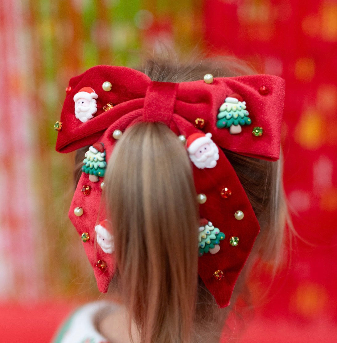 Kid Red Christmas  Hair Bow