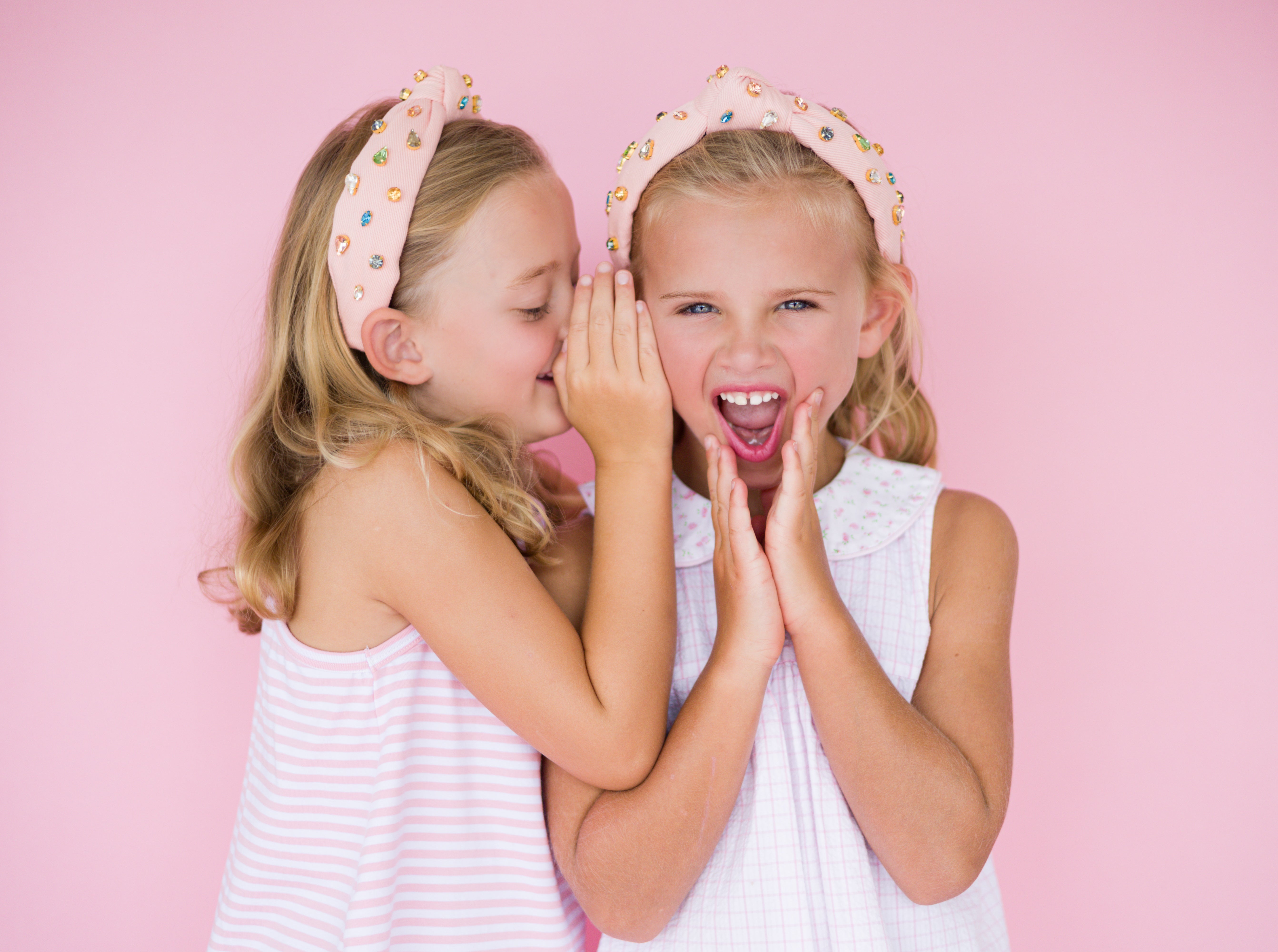 Kid and Tween Pink Denim Jeweled Knotted Headband