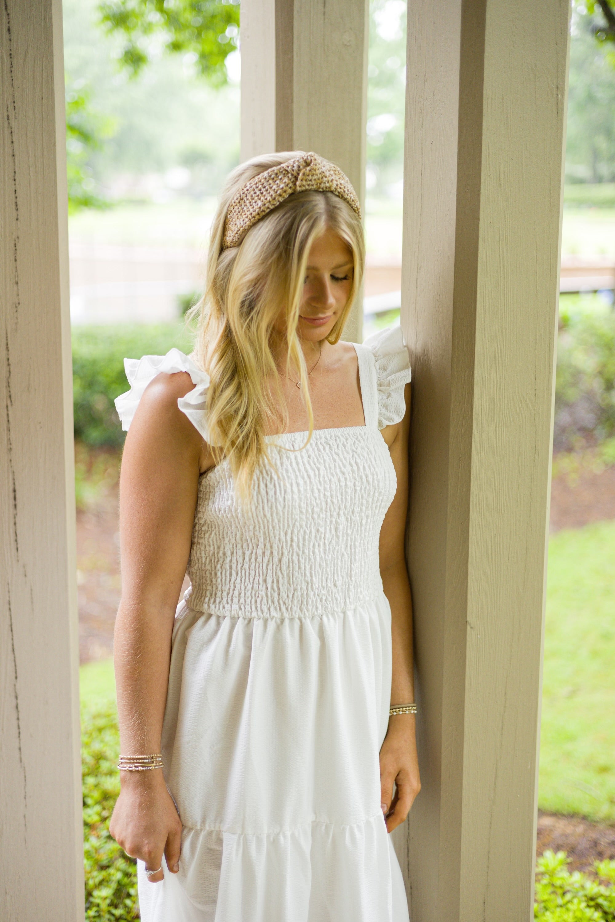 Adult Tan Raffia Knotted Headband