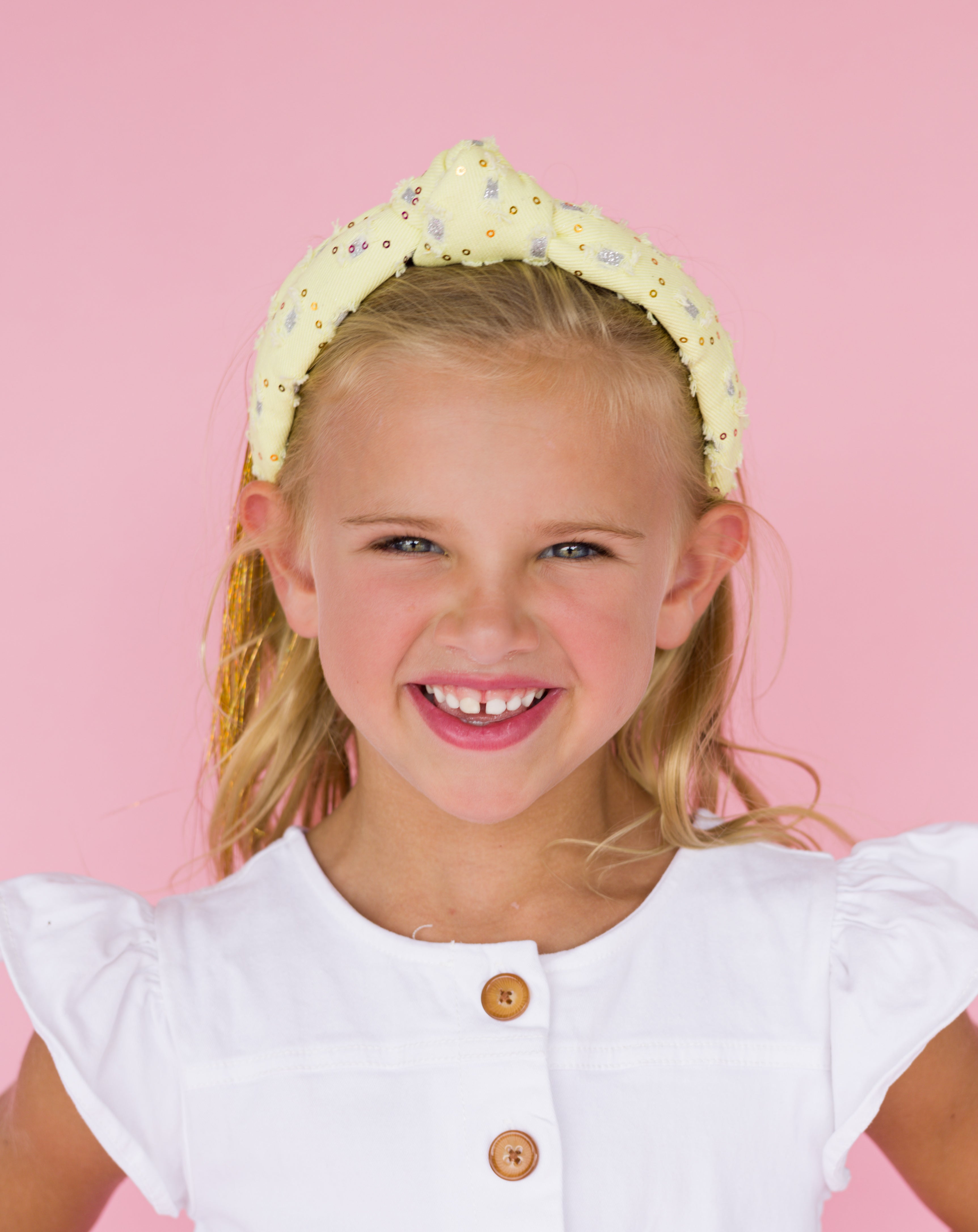 Kid and Tween Yellow Denim Knotted Headband