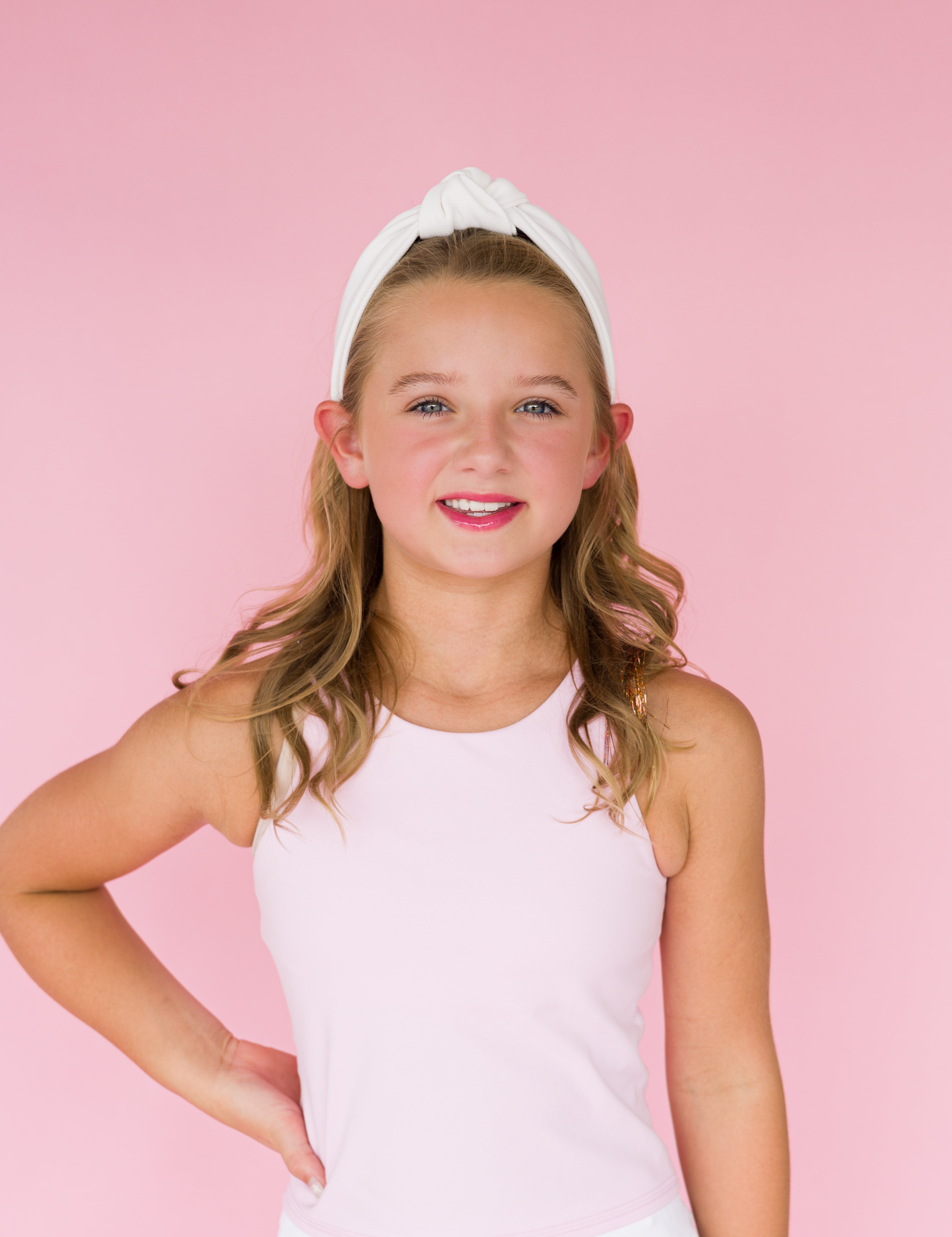 Kid and Tween White Knotted Headband