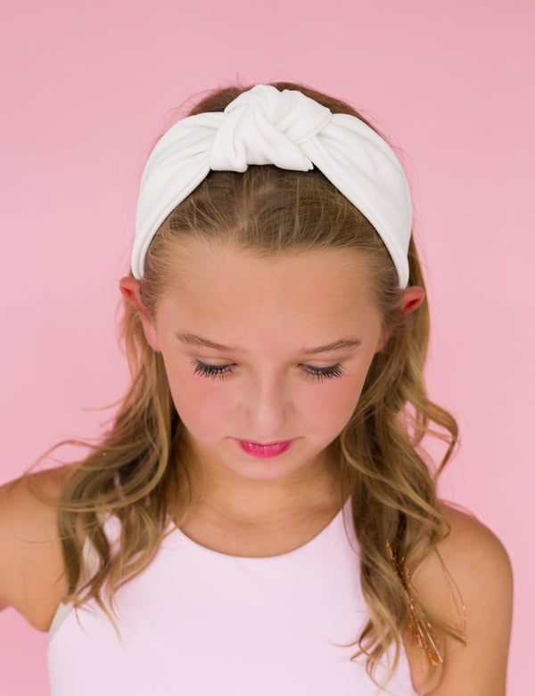 Kid and Tween White Knotted Headband