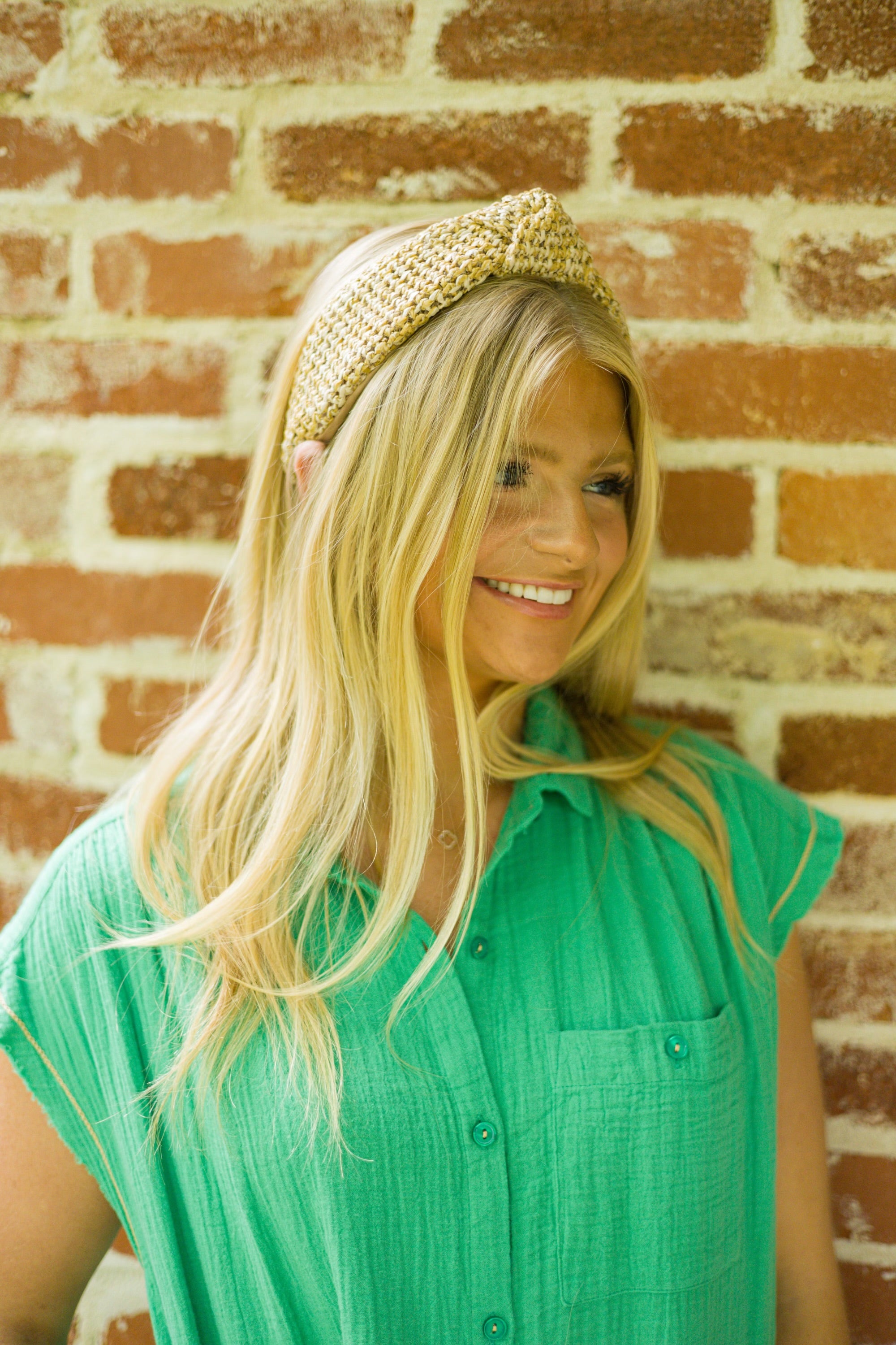 Adult Tan Raffia Knotted Headband