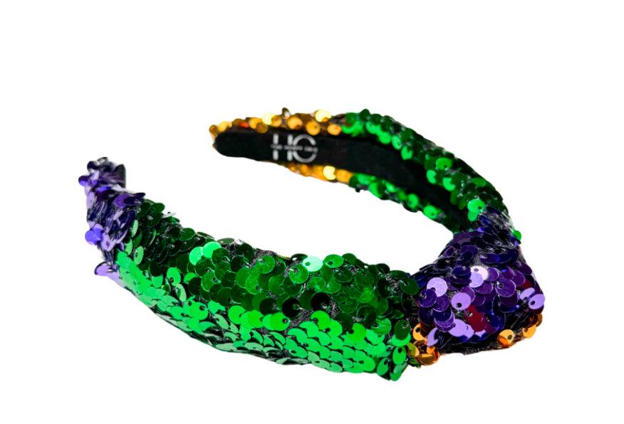 Kid Mardi Gras Sequin Knotted Headband