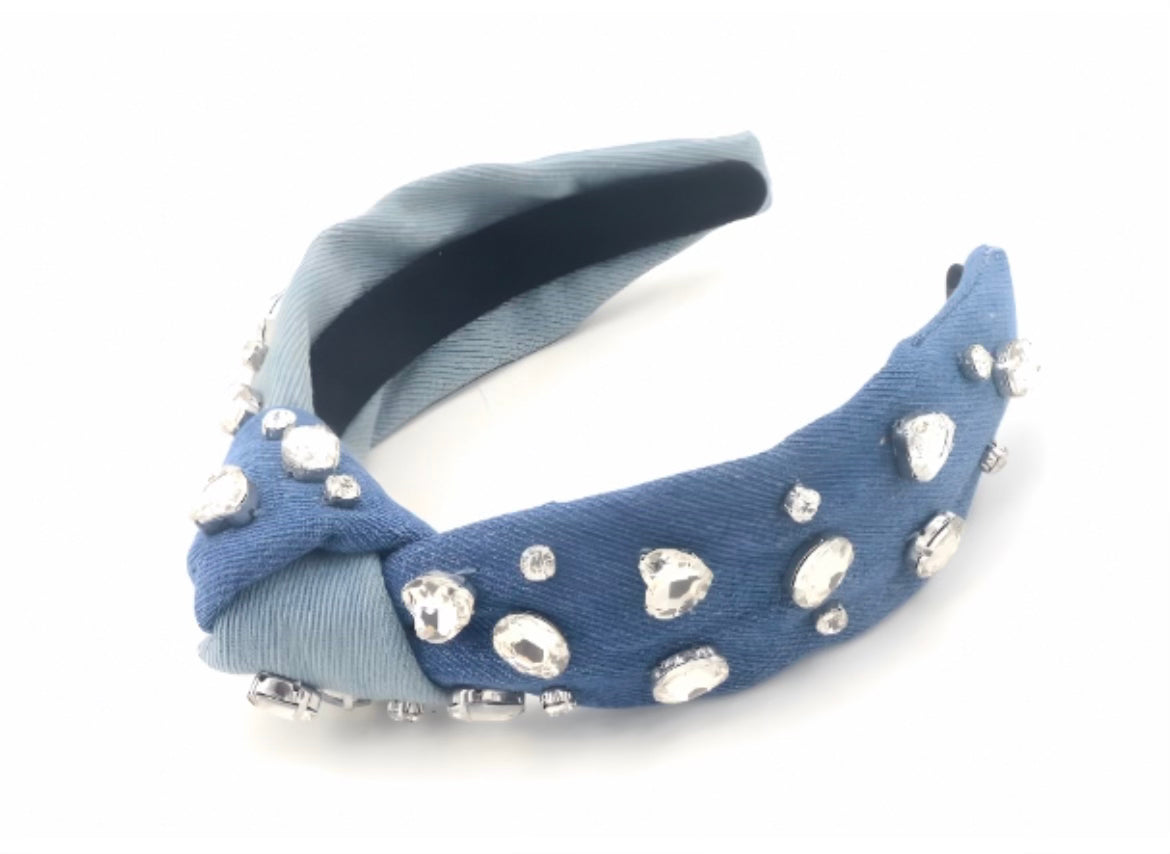 Adult  Two Tone Denim Knotted Headband