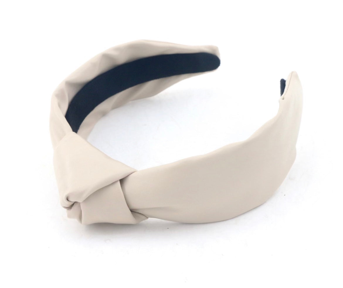 Kid and Tween Ivory Leather Knotted Headband