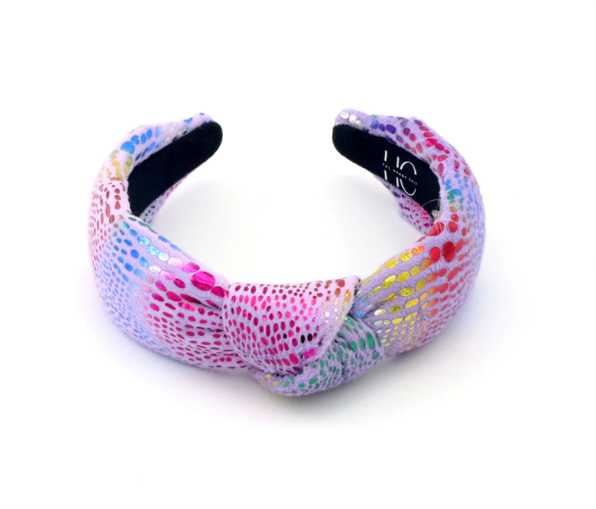 Kid and Tween Lavender Rainbow Velvet Knotted Headband