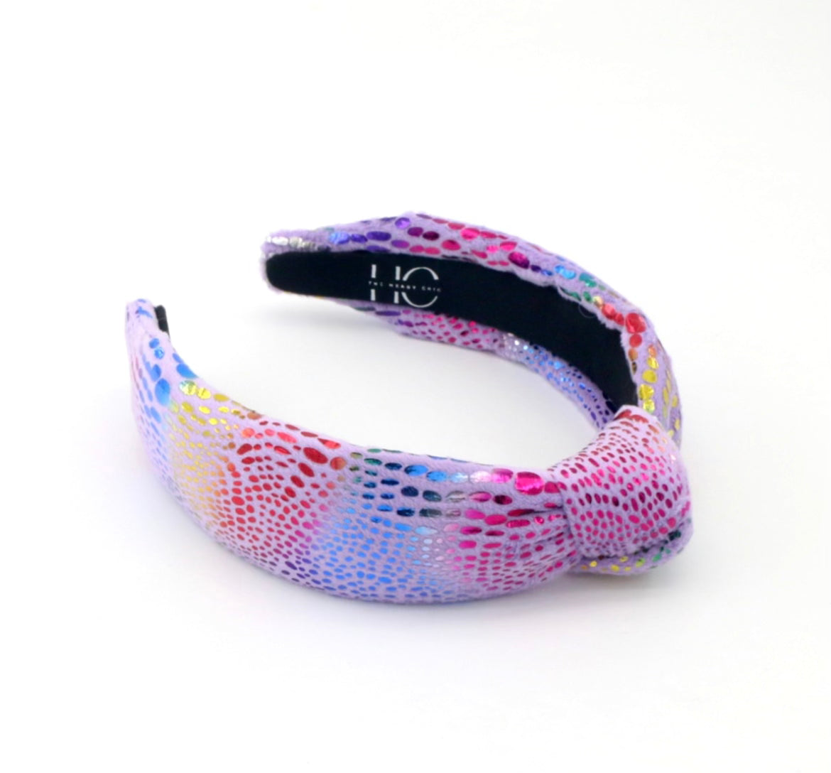 Kid and Tween Lavender Rainbow Velvet Knotted Headband