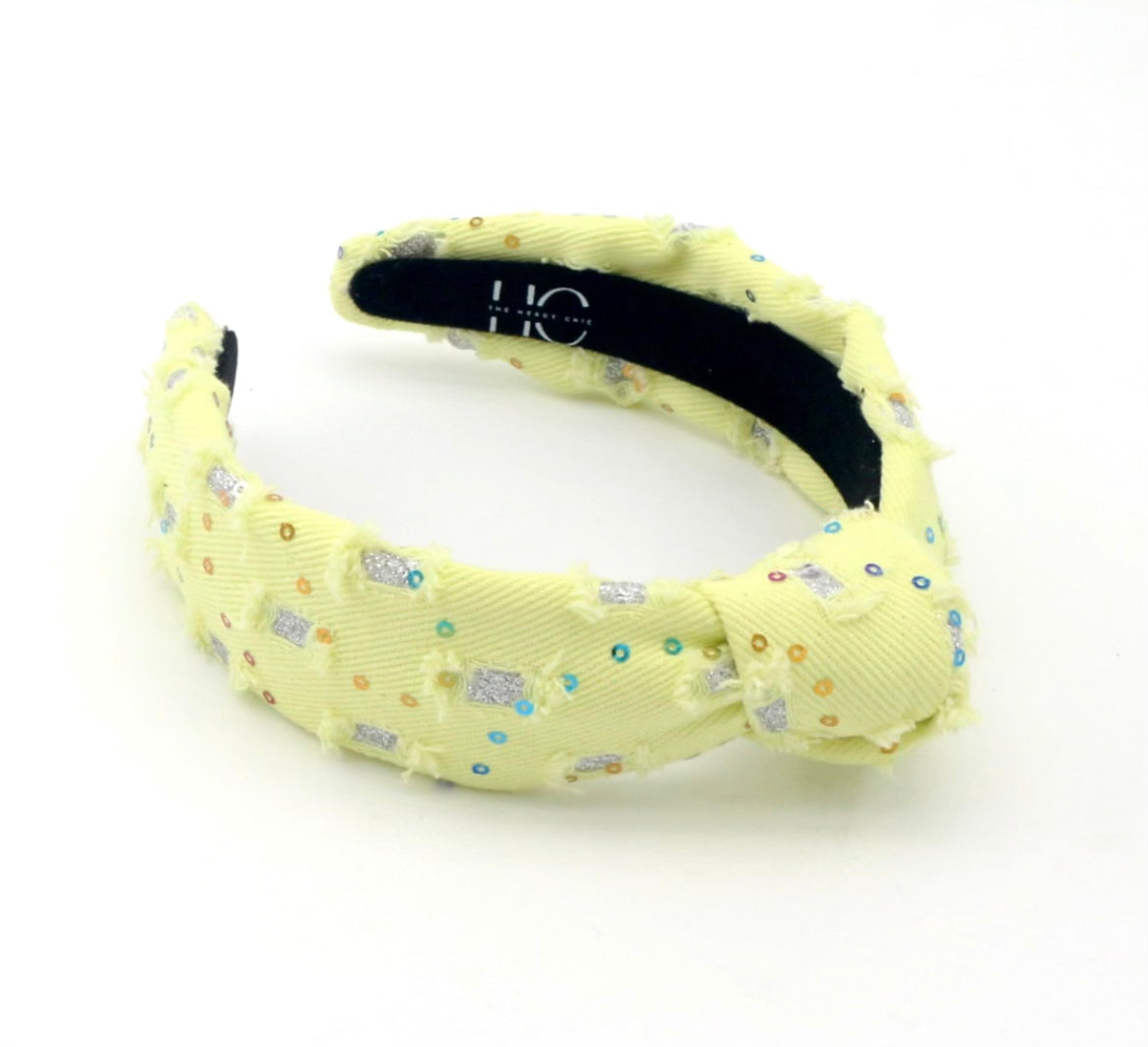 Kid and Tween Yellow Denim Knotted Headband