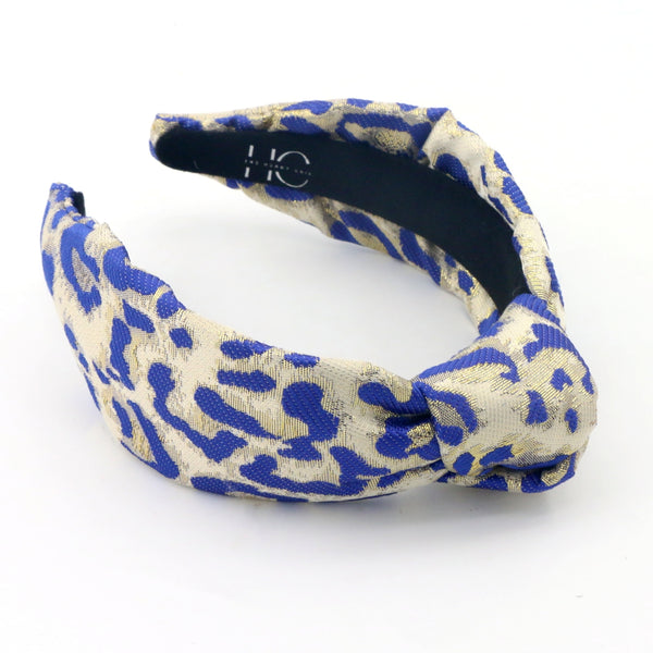 Adult Blue Leopard Knotted Headband