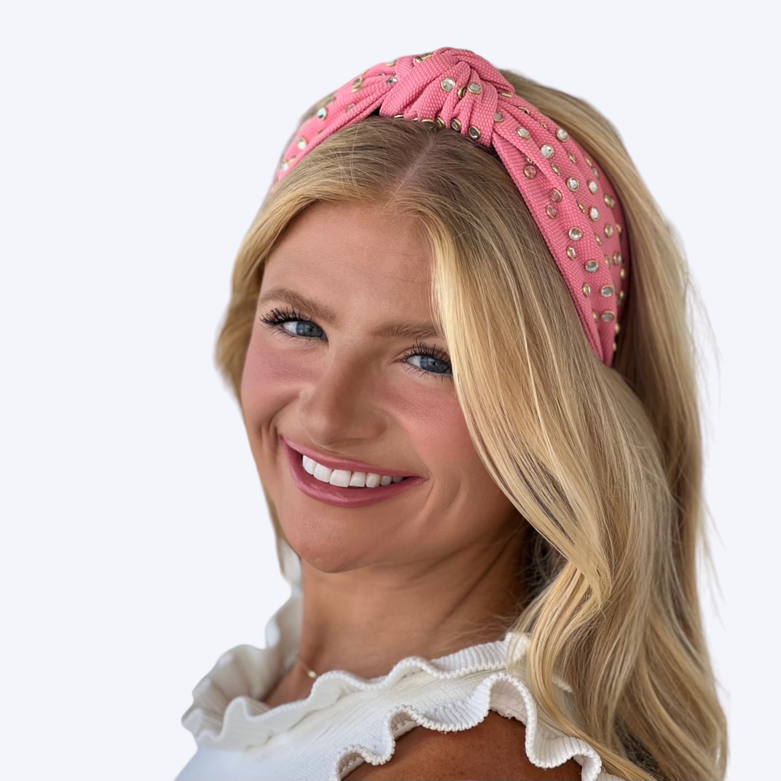 Adult Pink Jeweled Knotted Headband