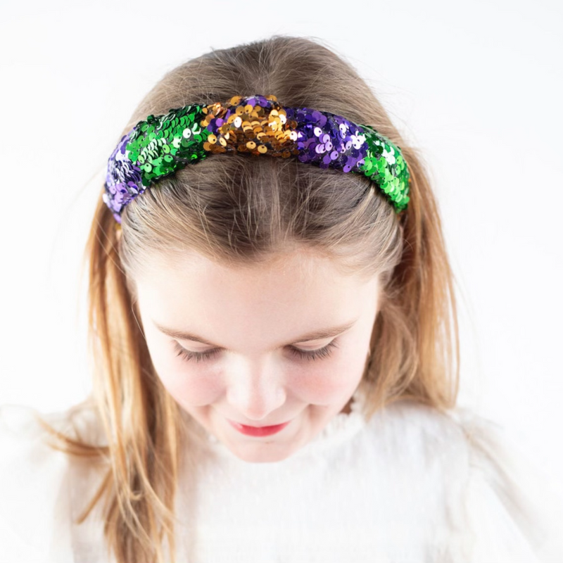 mardi gras knotted headband