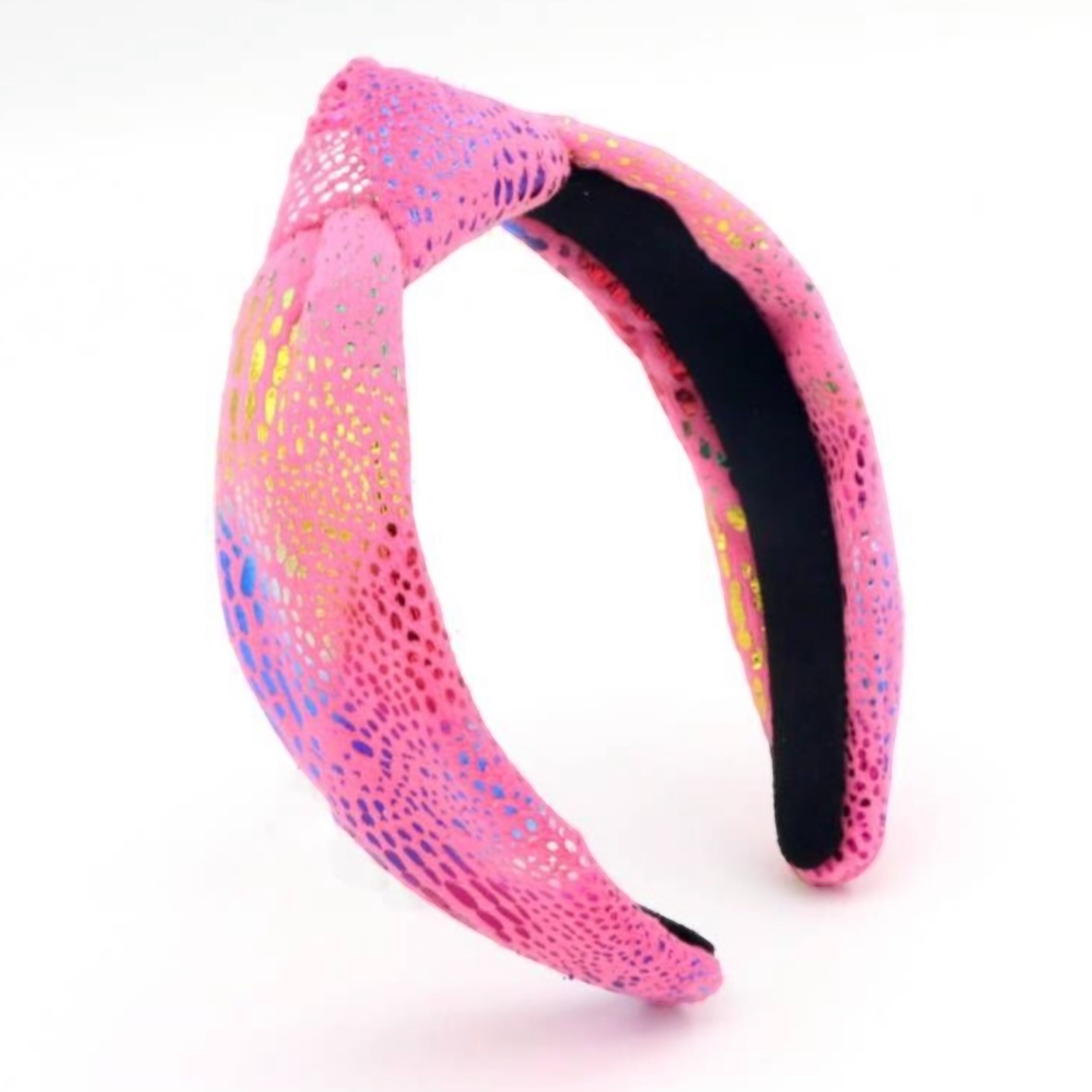 Kid and Tween Hot Pink Rainbow Velvet Knotted Headband