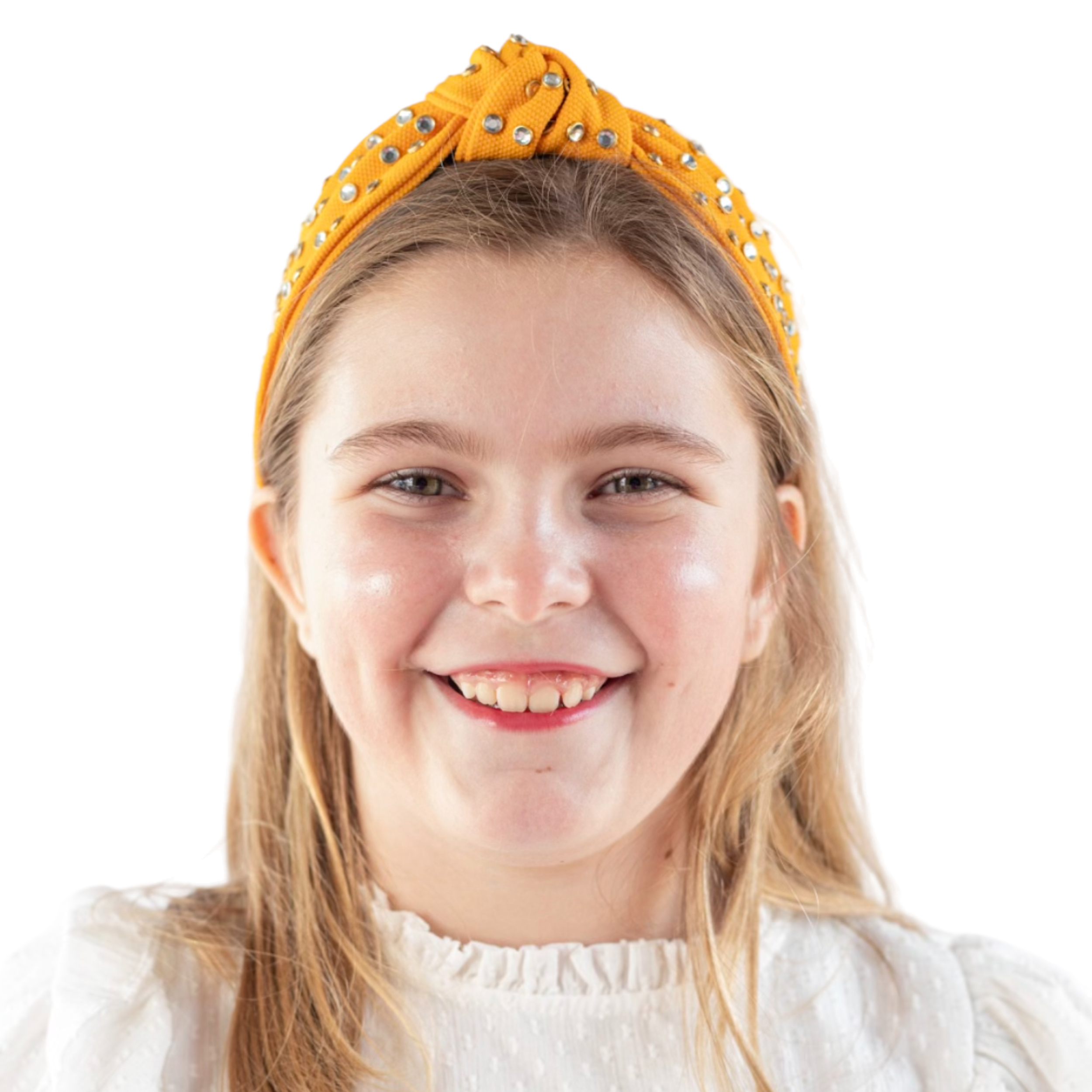 Kid and Tween Yellow/Gold Jeweled Knotted Headband