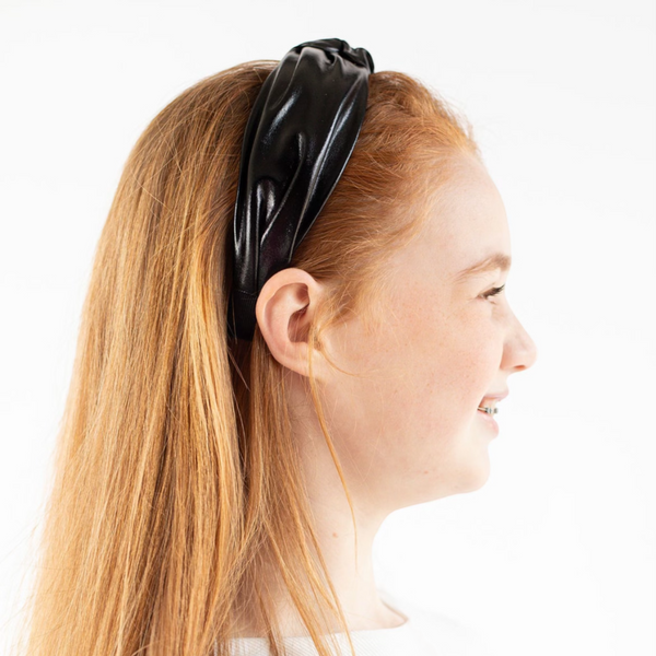 Kid and Tween Black Metallic Knotted Headband