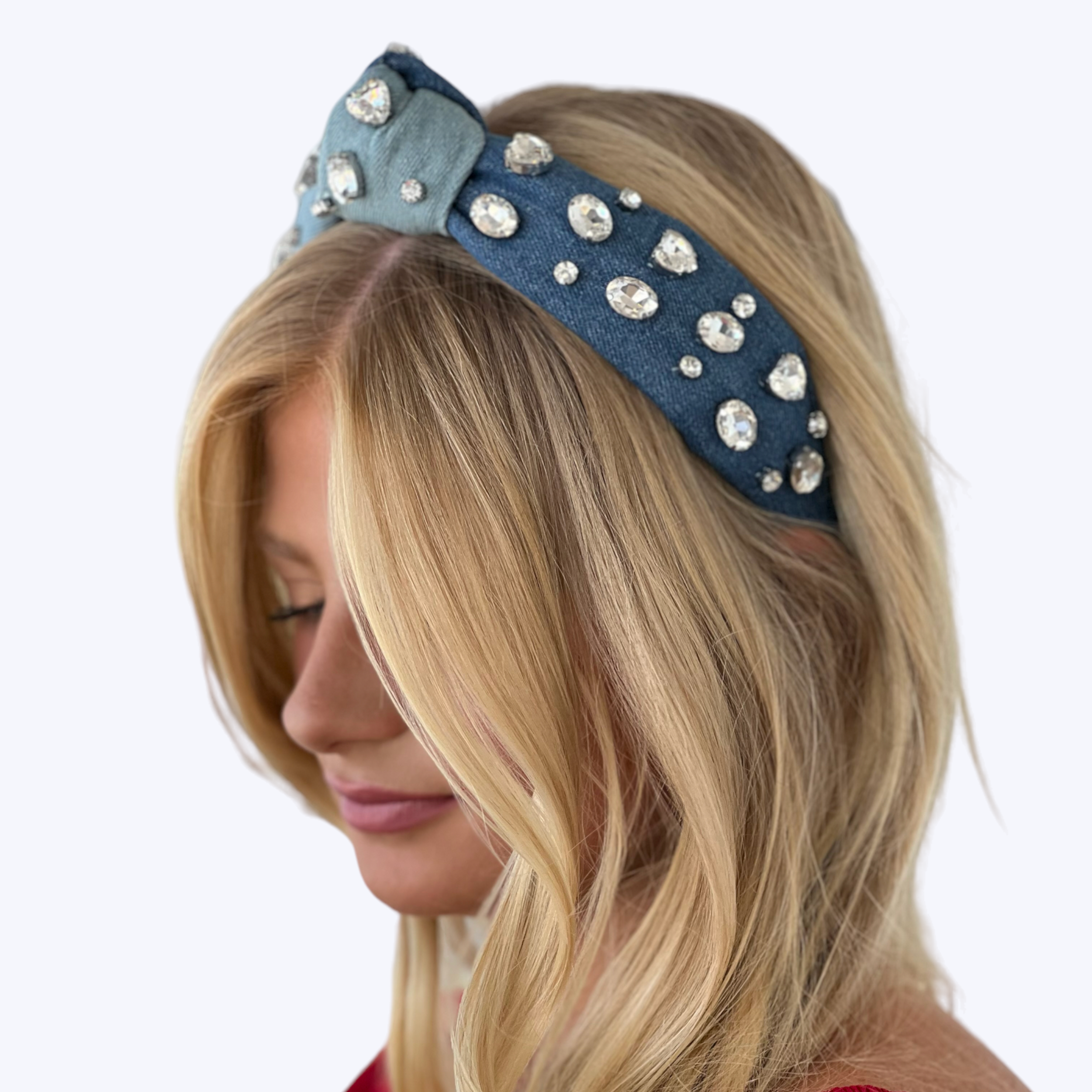 Adult  Two Tone Denim Knotted Headband