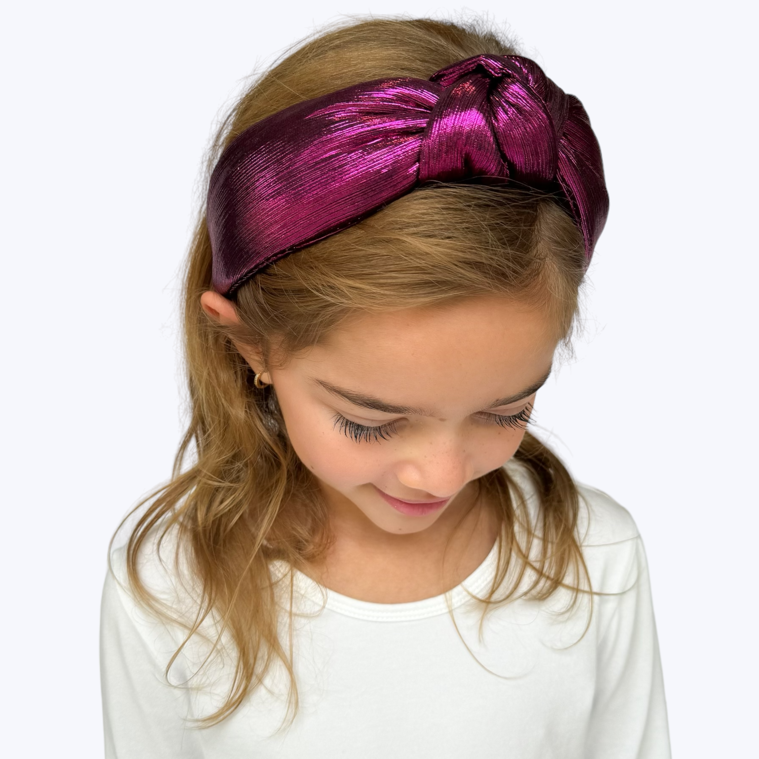 Kid and Tween Fuchsia Metallic Padded Knotted Headband