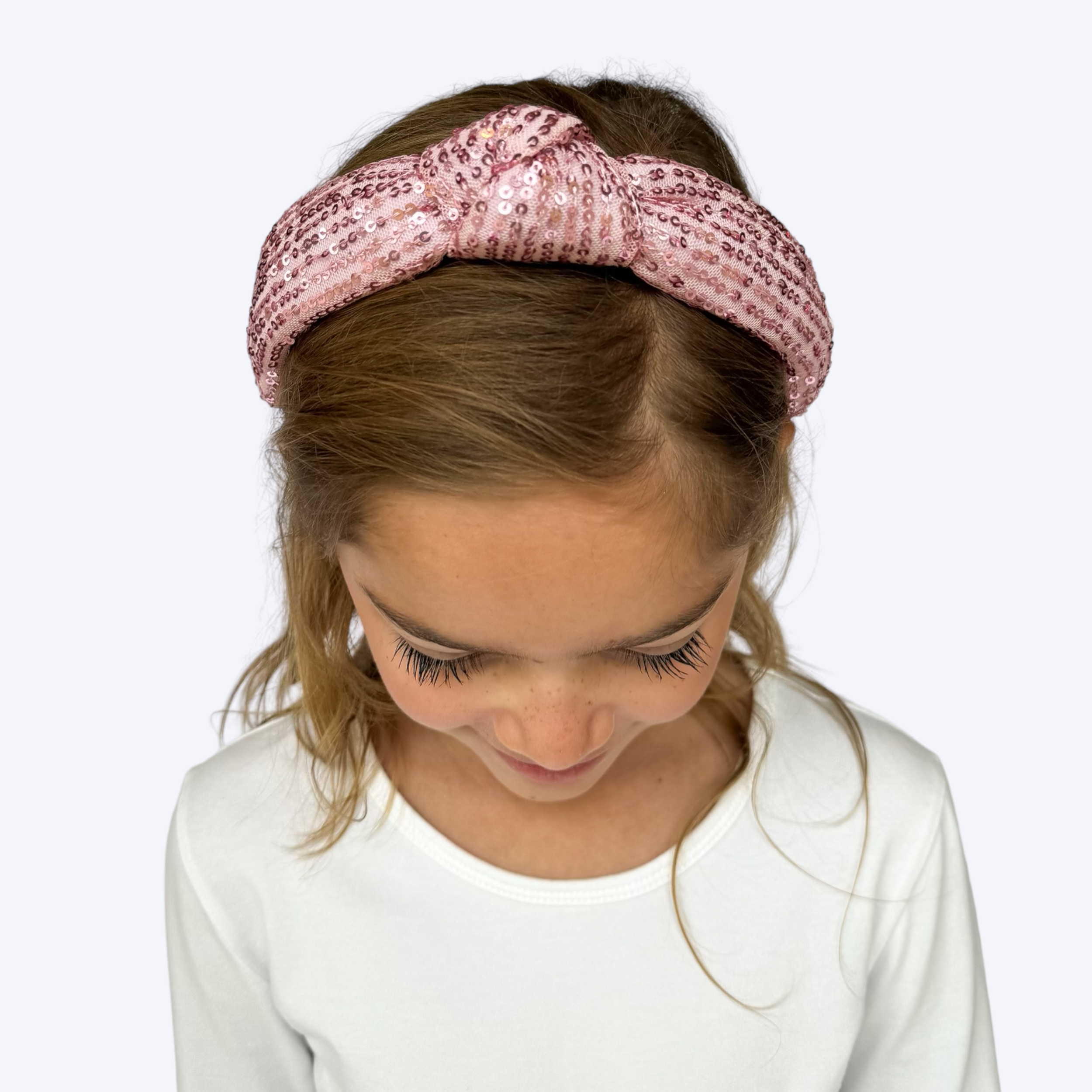 Kid and Tween Pink Sequin Knotted Headband