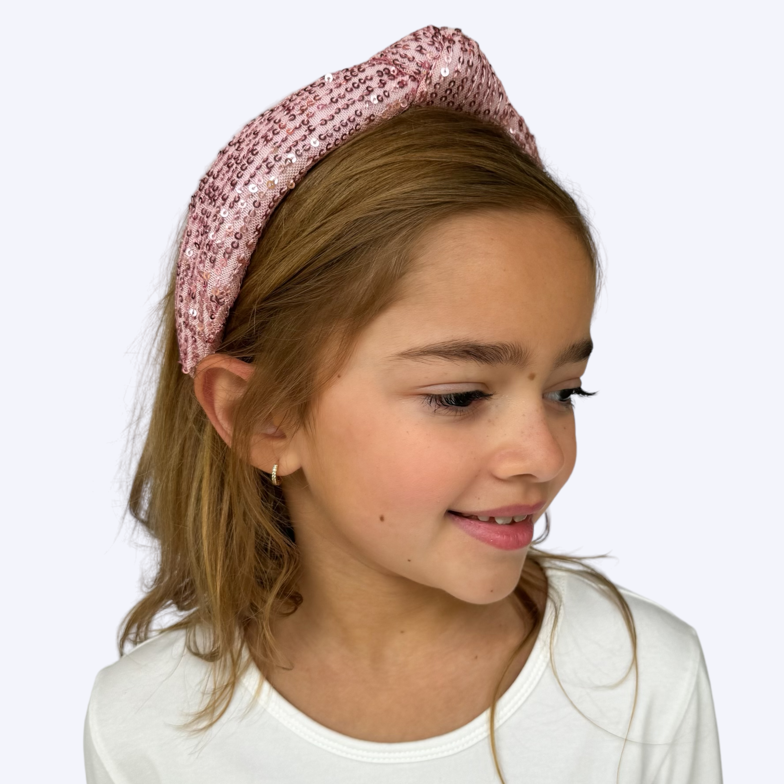 Kid and Tween Pink Sequin Knotted Headband