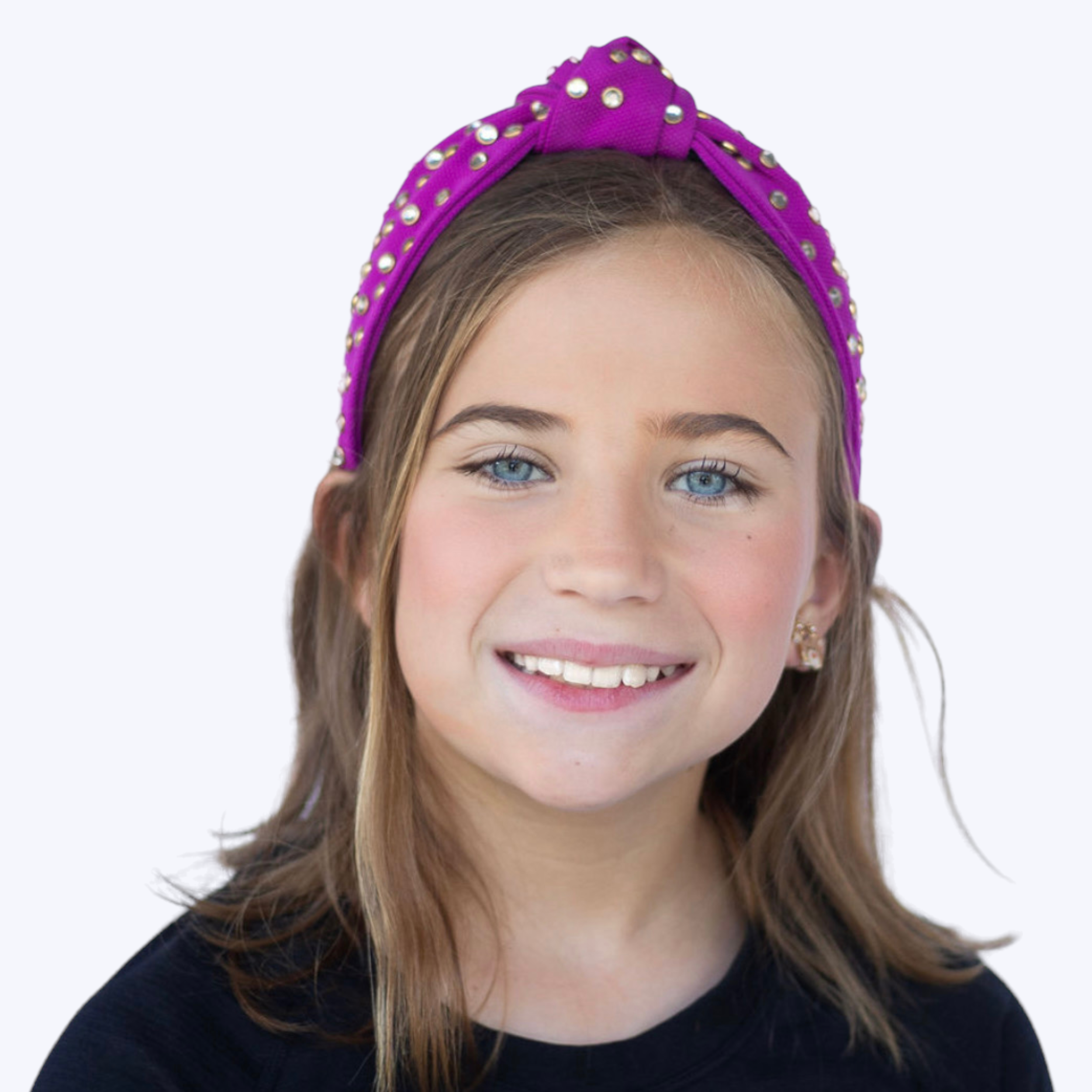 Kid and Tween Light Purple Jeweled Knotted Headband