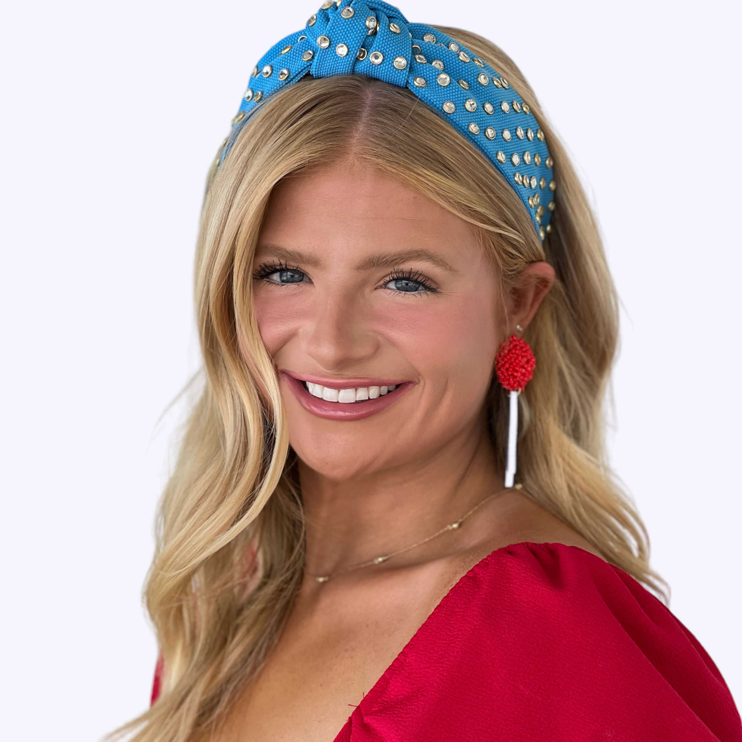 Adult Powder Blue Jeweled Knotted Headband