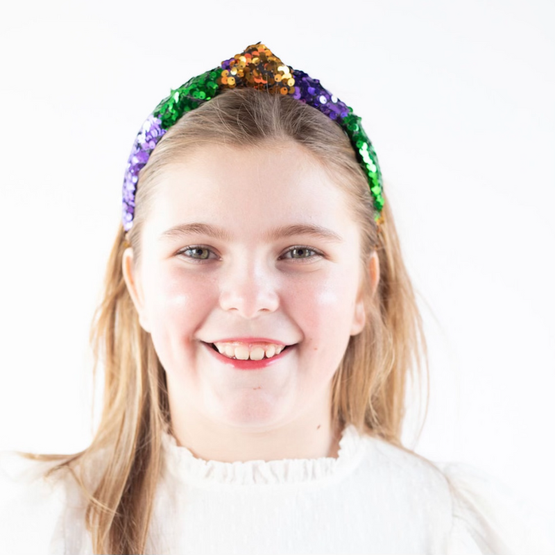 mardi gras knotted headband