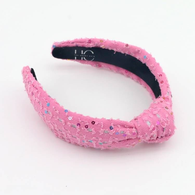 Kid and Tween Pink Denim Knotted Headband