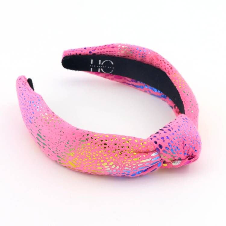 Kid and Tween Hot Pink Rainbow Velvet Knotted Headband