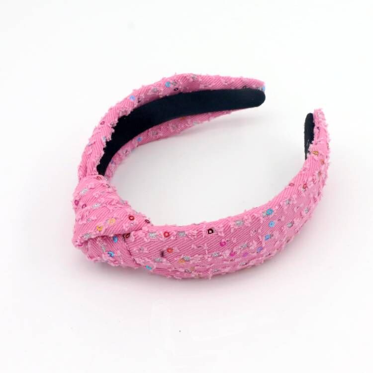 Kid and Tween Pink Denim Knotted Headband