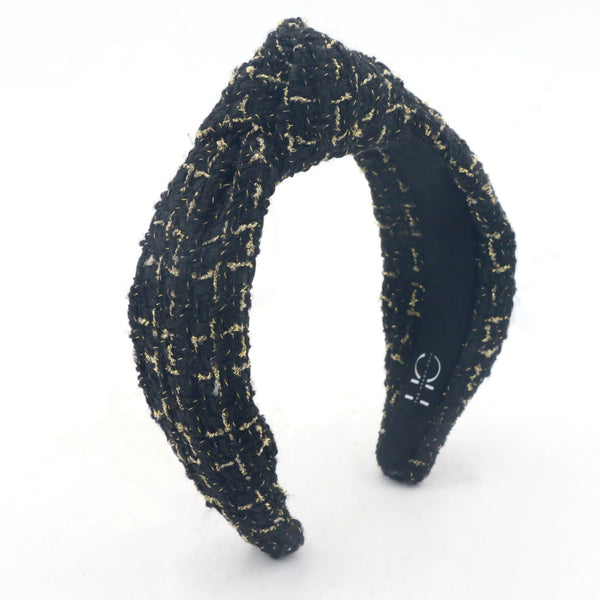 Adult Black Gold Tweed Knotted Headband