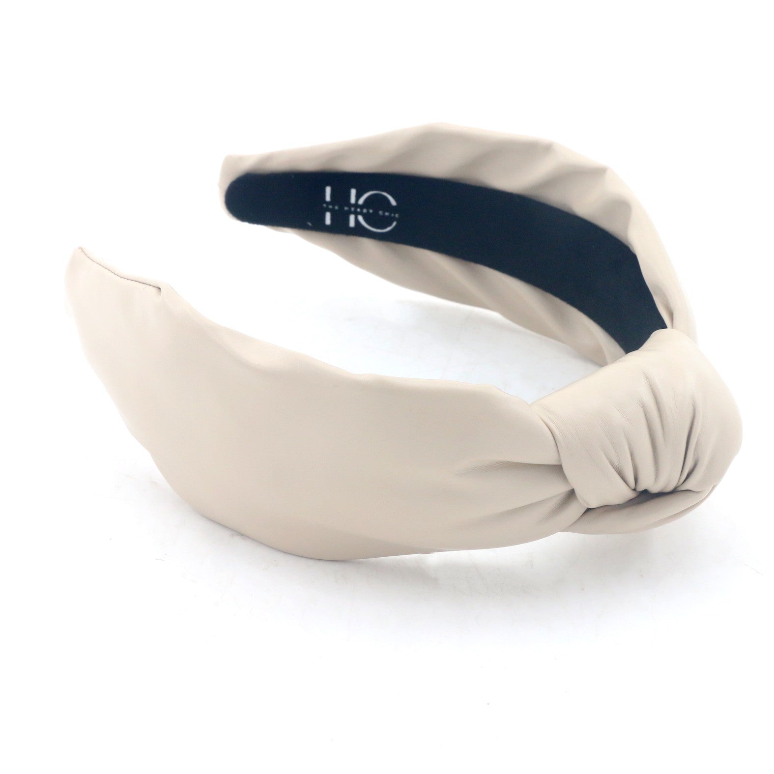 Adult Ivory Leather Knotted Headband